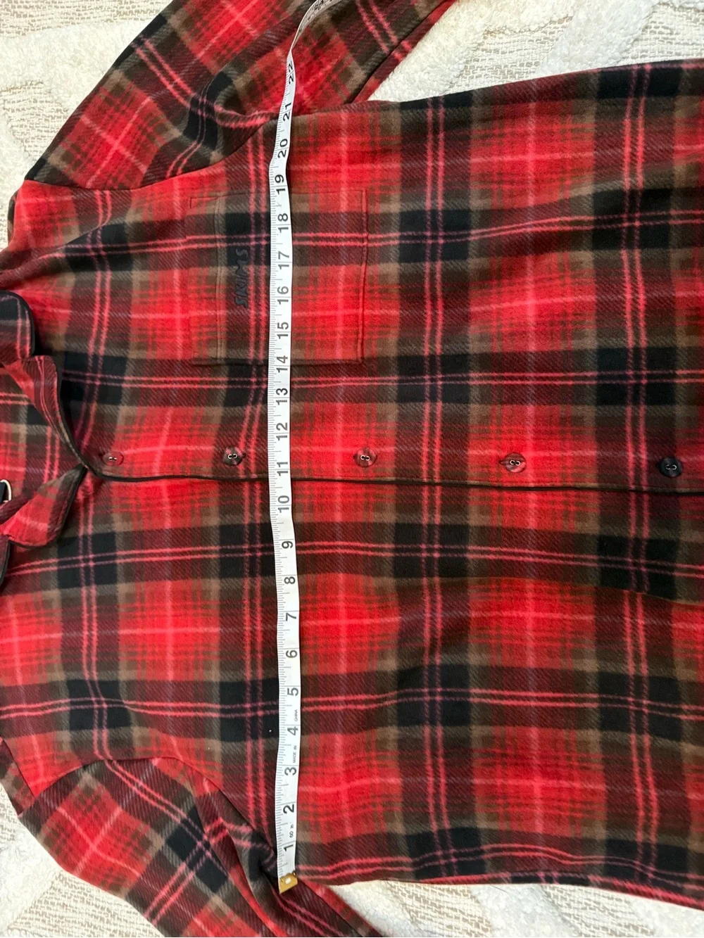 SKIMS Plaid Fleece Flannel Pajama Top Cranberry Red Medium NWT!